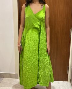 Green Crinkled Summer Dress