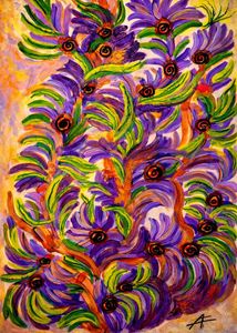 Floral Abstract Original Painting on 18"x12" board