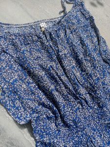 Blue Floral Print Maxi Dress