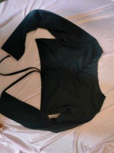 Ruched Drawstring Long Sleeve Crop Top