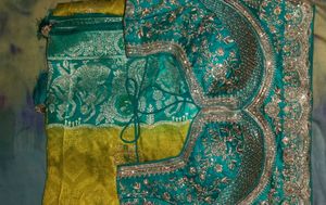 Embellished Teal Blouse saree