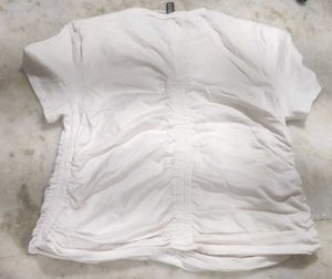 H&amp;M Chic White Ruched T-Shirt   LR-40