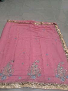 Elegant Pink Embroidered Saree