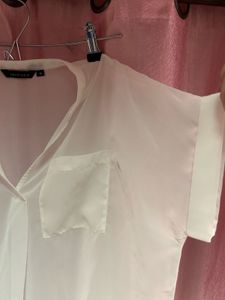 White Sheer Formal Blouse