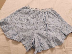 Light Blue Eyelet Shorts