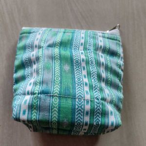 Handmade Green Striped Pouch