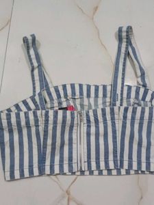 Striped Crop Top with Zipper