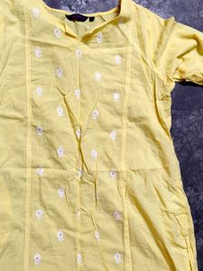 yellow chikon kari kurti❤️