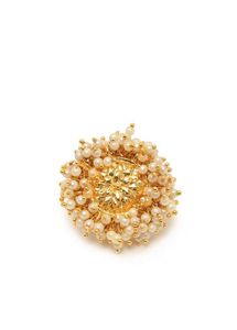 Elegant Pearl &amp; Gold Statement Ring