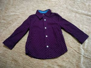 Purple Polka Dot Button-Up Shirt
