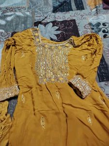 Designer Yellow Kurta Set with Mirror Work