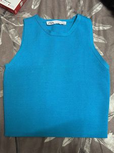 Zara Blue Knit Tank Top