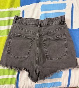 Washed Black Denim Shorts