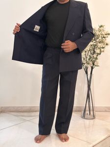 Men’s Navy Blue Pinstripe Double-Breasted Suit | C