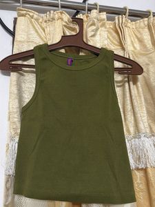 Olive Green Ribbed Tank Top