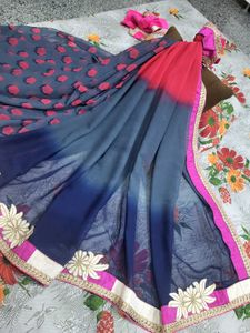 Beautiful Heavy Border Saree with Stitched Blouse