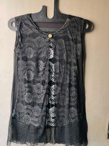 Stylish Black Lace Kurta