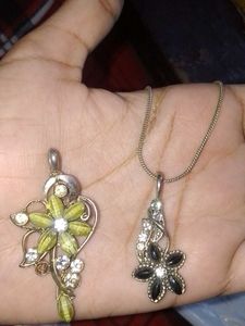 2pair Floral Pendant Necklace &amp; Earrings Set