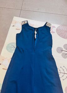 Stylish Teal Jumpsuit with Gold Embellishment