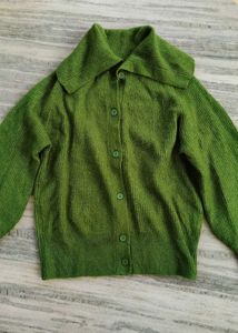 Green Button-Down Cardigan