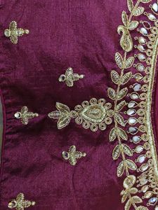 Maroon Embroidered Padded Silk Blouse