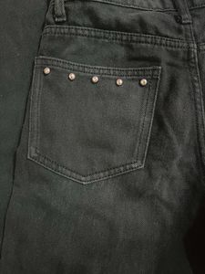 (studded)Black Wide Leg Jeans