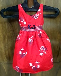 Rarely Used Red Cotton Frock 12 To 18 Month Baby