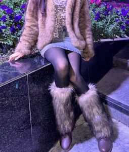 Brown Faux Fur Leg Warmers| Y2k Goth