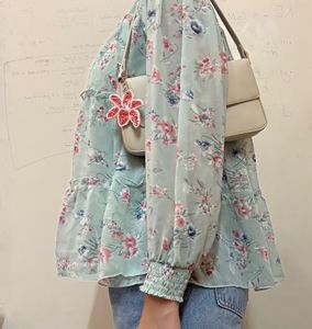 Floral Ruffle Tiered Blouse