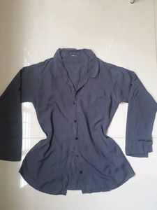Chic Dark Gray Button-Down Shirt