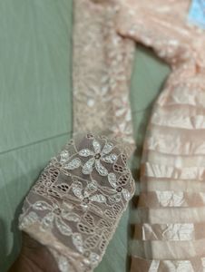 Chic Peach Lace Frock Dress