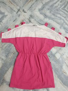 🎉SALE🦩Cute Pink &amp; White Mini Dress
