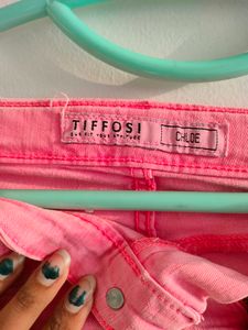 Neon Pink Denim Shorts