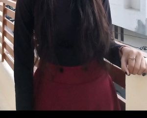 Burgundy A-Line Midi Skirt
