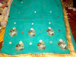 New Georgett Saree With Bottom Work
