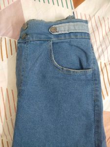 Classic Blue Denim Midi Skirt