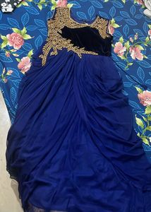 Royal Blue Embroidered Gown