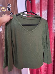 Olive Green Long Sleeve Top