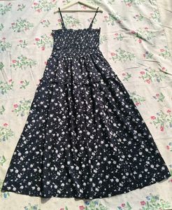 Navy Floral Tiered Maxi Dress
