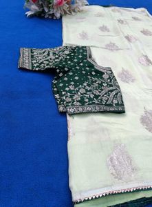Green Jari Work Saree
