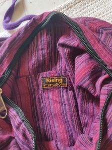 Vibrant Purple Embroidered Sling Bag