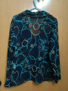 Vintage Sheer Chain Print Blouse