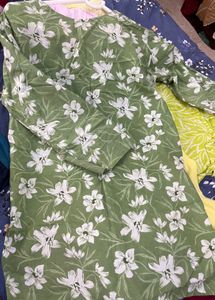 Green Floral Print Kurta