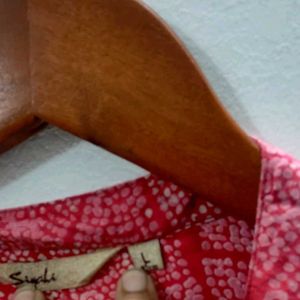 Chic Red Leaf Print short Kurta