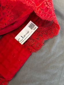 Red Lace Trim Push-Up Bra