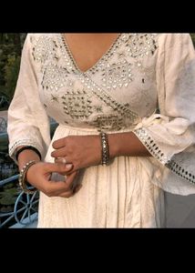 Mirror work Anarkali Kurtha