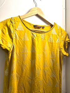 Yellow Printed Kurta