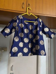 🆕 Blue &amp; Gold Print Top