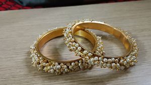 Moti Bangles In Golden Colour
