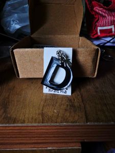 Unique D Letter keychain with Leaf Charm